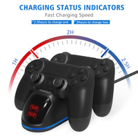 HKM-137683 Dual Charging Dock for PS4 Controllers - Simultaneous Charging with LED Indicator, Compatible with Standard DC5V Power Sources