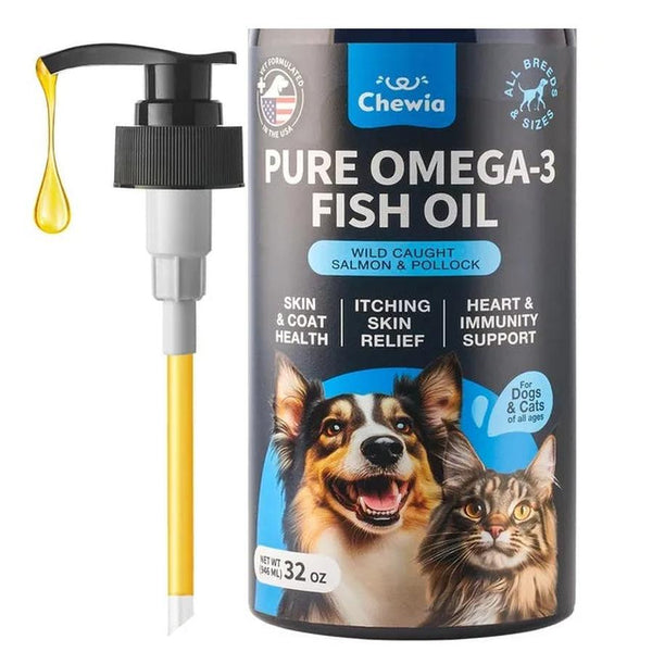 HKM-137683 Fish Oil Supplement for Dogs - 32 Oz - Supports Skin & Coat Health, Omega 3 Nutrition for All Breeds and Ages
