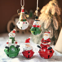 HKM-137747 Nordic Painted Iron Bell Pendant - Santa Claus, Snowman, and Elk Designs