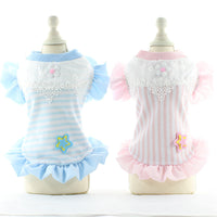 HKM-1377853 Cartoon Striped Princess Skirt for Pets - Available in Blue, Yellow, Pink, Sizes XS to XL