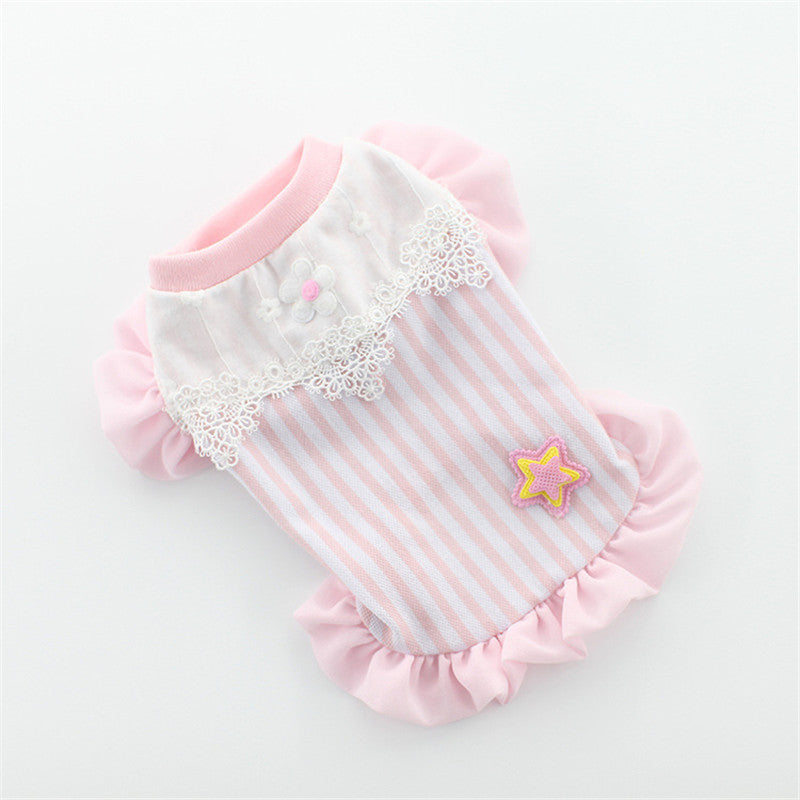 HKM-1377853 Cartoon Striped Princess Skirt for Pets - Available in Blue, Yellow, Pink, Sizes XS to XL