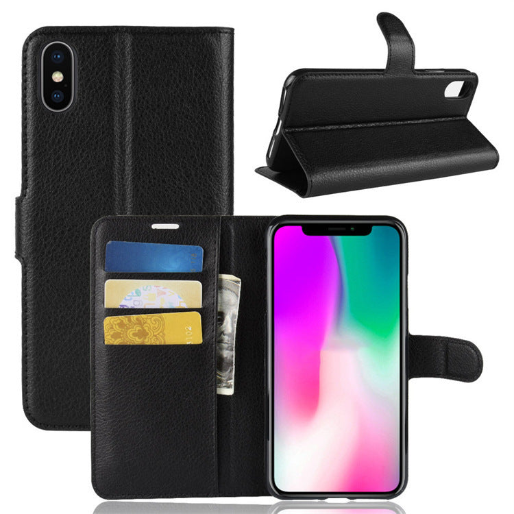 HKM-137875 Litchi Grain Leather Case for iPhone 5 to iPhone 13 Models in Multiple Colors