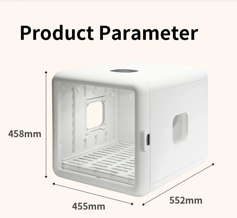 HKM-137875 Silent Eco-Friendly Pet Dryer Box for Small Animals - Rechargeable ABS+PE Material