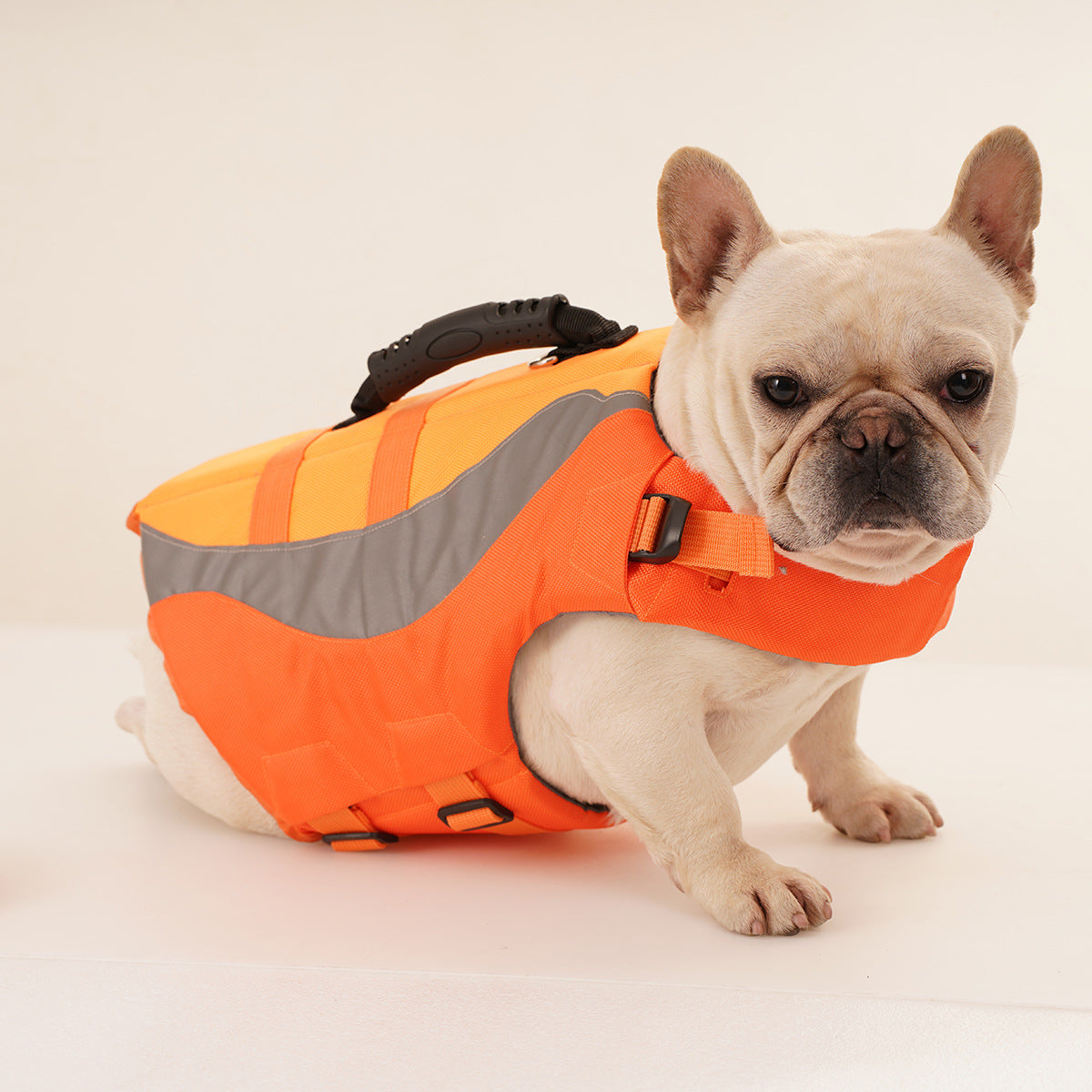 HKM-1378877 Adjustable Reflective Dog Life Jacket for Safe Swimming - Orange & Green Sizes XS-XXL