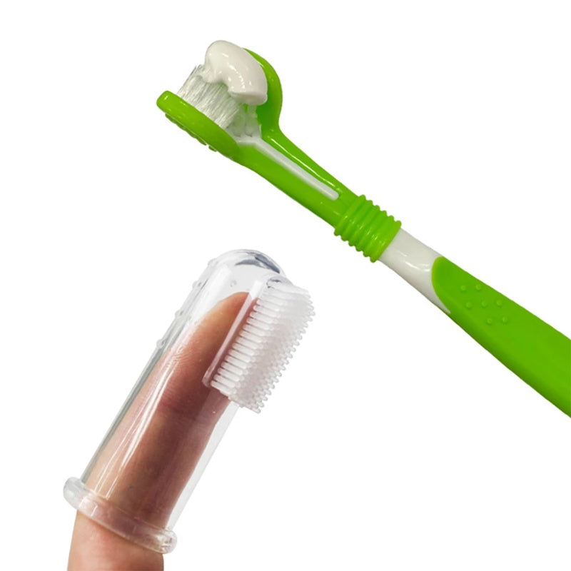 HKM-1379133 Triple-Head Pet Silicone Finger Toothbrush Kit for Gentle Dog Dental Care