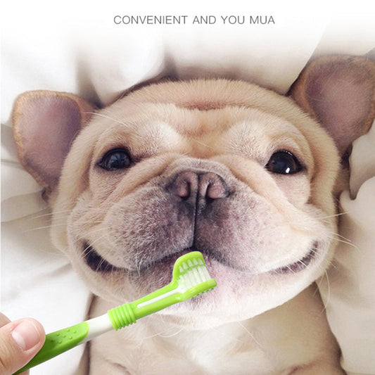 HKM-1379133 Triple-Head Pet Silicone Finger Toothbrush Kit for Gentle Dog Dental Care