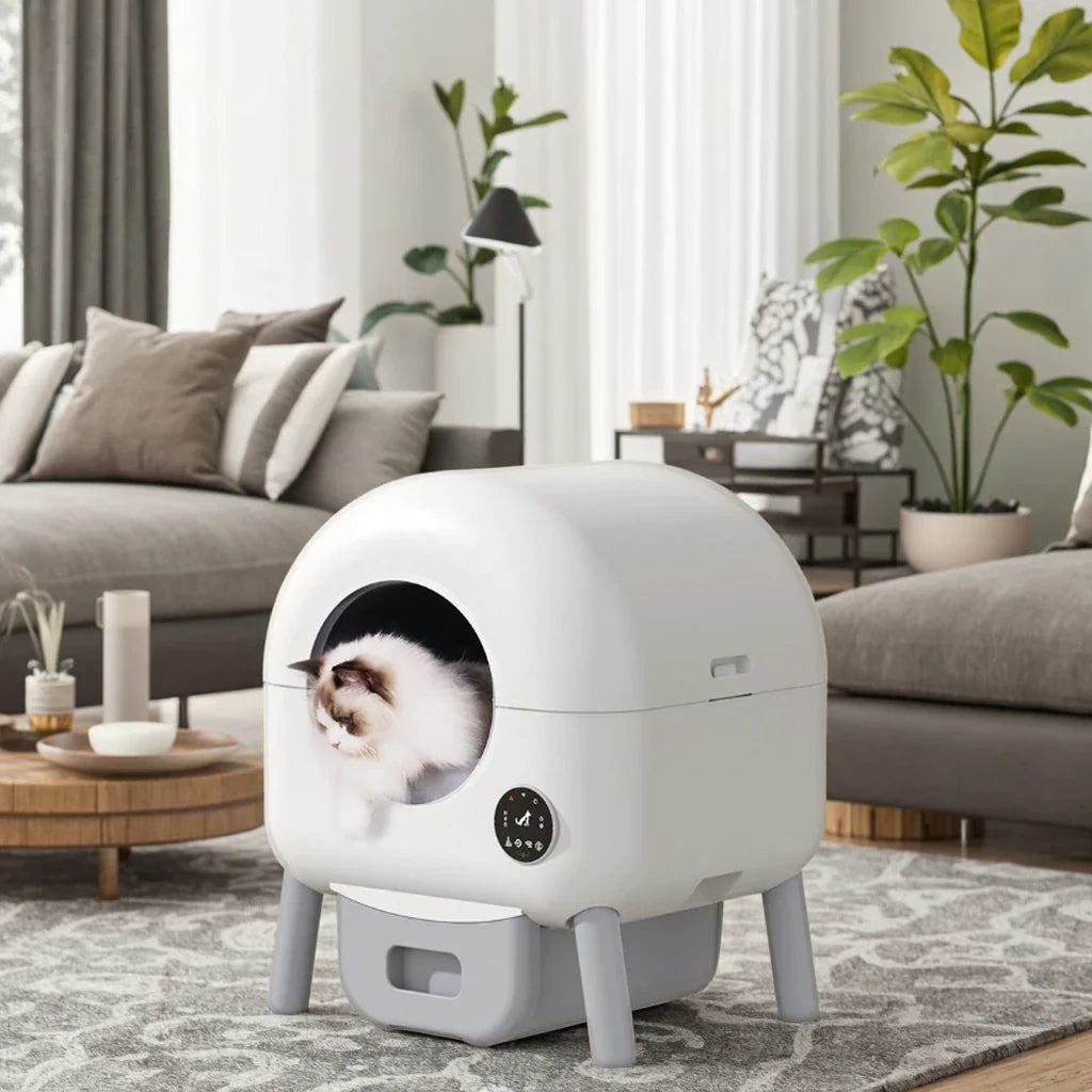 HKM-138067 Large Automatic Self-Cleaning Cat Litter Box with Safety Anti-Pinch Design, 80L Capacity