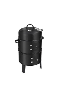 HKM-138131 3-in-1 Vertical Charcoal Smoker and Barbecue Grill, Smokeless Barrel Design