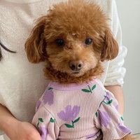 HKM-1381821 Tulip Full Printed Waffle T-shirt for Dogs - Red, Yellow, Purple Options