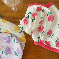 HKM-1381821 Tulip Full Printed Waffle T-shirt for Dogs - Red, Yellow, Purple Options