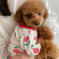 HKM-1381821 Tulip Full Printed Waffle T-shirt for Dogs - Red, Yellow, Purple Options