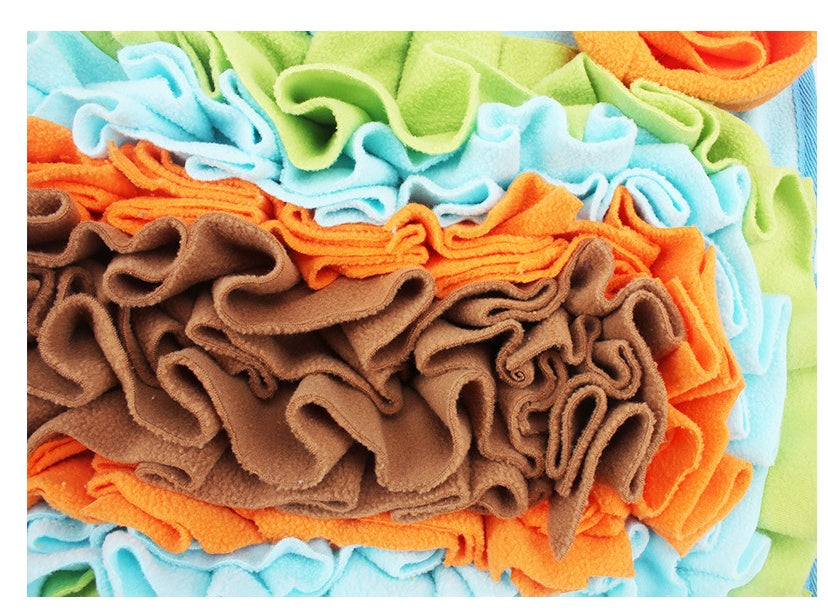 HKM-1382077 Dog Sniffing Pad - Macaron Square Design, Canvas and Fleece, Non-Slip Bottom, 50x45 cm, 400g