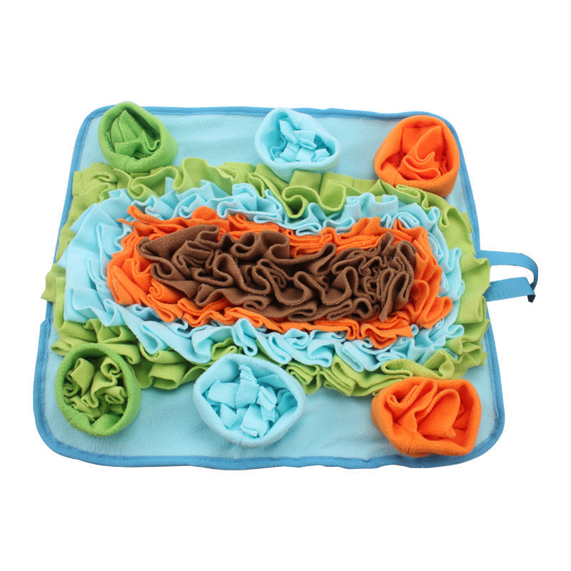 HKM-1382077 Dog Sniffing Pad - Macaron Square Design, Canvas and Fleece, Non-Slip Bottom, 50x45 cm, 400g