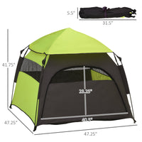 HKM-1382717 Extra Large Portable Dog Tent for Camping and Home Use, Lightweight Pet Shelter with Carrying Bag and Ground Pegs, Green/Gray