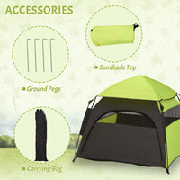 HKM-1382717 Extra Large Portable Dog Tent for Camping and Home Use, Lightweight Pet Shelter with Carrying Bag and Ground Pegs, Green/Gray