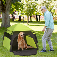 HKM-1382717 Extra Large Portable Dog Tent for Camping and Home Use, Lightweight Pet Shelter with Carrying Bag and Ground Pegs, Green/Gray