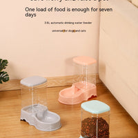 HKM-1383229 Large Capacity Automatic Pet Feeder and Water Fountain Combo - 3.8L Food and Water Dispenser