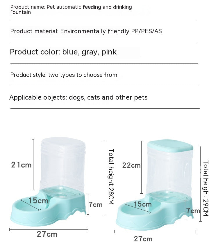 HKM-1383229 Large Capacity Automatic Pet Feeder and Water Fountain Combo - 3.8L Food and Water Dispenser