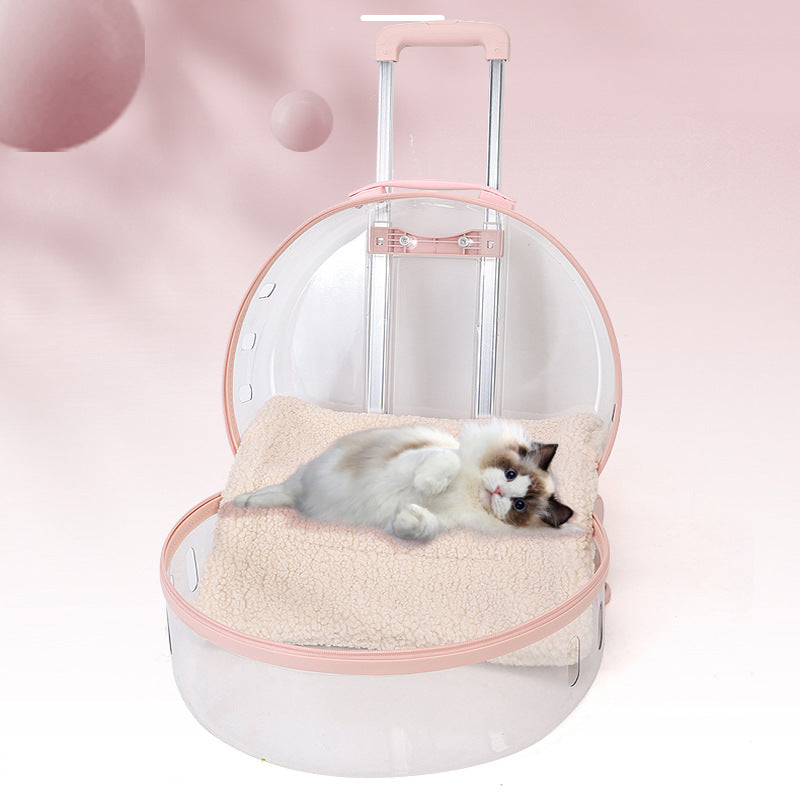 HKM-1383485 Transparent PC Pet Travel Trolley Bag with Reinforced Design, 10L Capacity