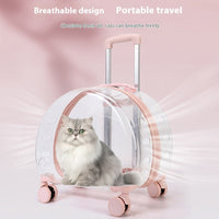 HKM-1383485 Transparent PC Pet Travel Trolley Bag with Reinforced Design, 10L Capacity