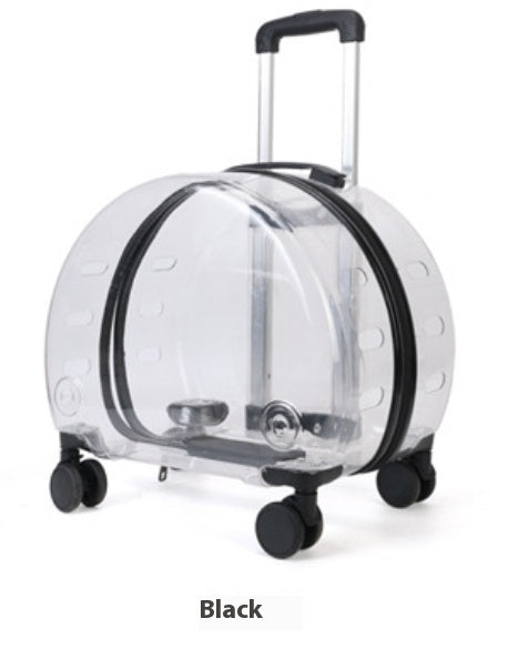 HKM-1383485 Transparent PC Pet Travel Trolley Bag with Reinforced Design, 10L Capacity