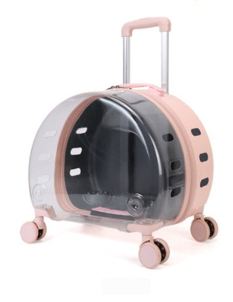 HKM-1383485 Transparent PC Pet Travel Trolley Bag with Reinforced Design, 10L Capacity