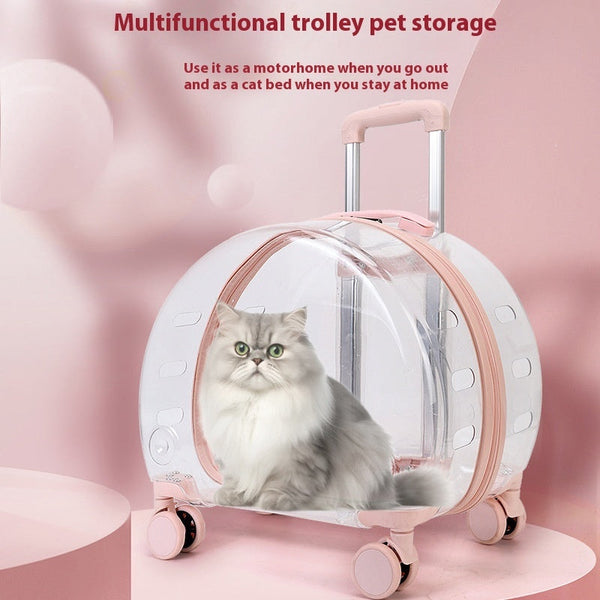 HKM-1383485 Transparent PC Pet Travel Trolley Bag with Reinforced Design, 10L Capacity