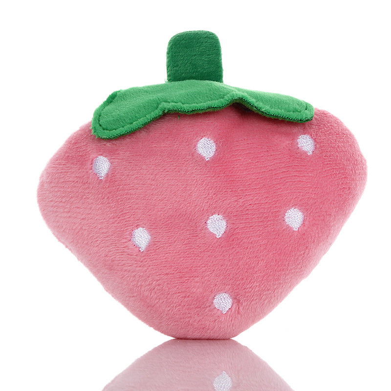 HKM-1384509 Soft Strawberry Plush Squeaky Toy for Dogs - Interactive Chew Toy for Teething and Playtime Fun