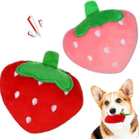 HKM-1384509 Soft Strawberry Plush Squeaky Toy for Dogs - Interactive Chew Toy for Teething and Playtime Fun