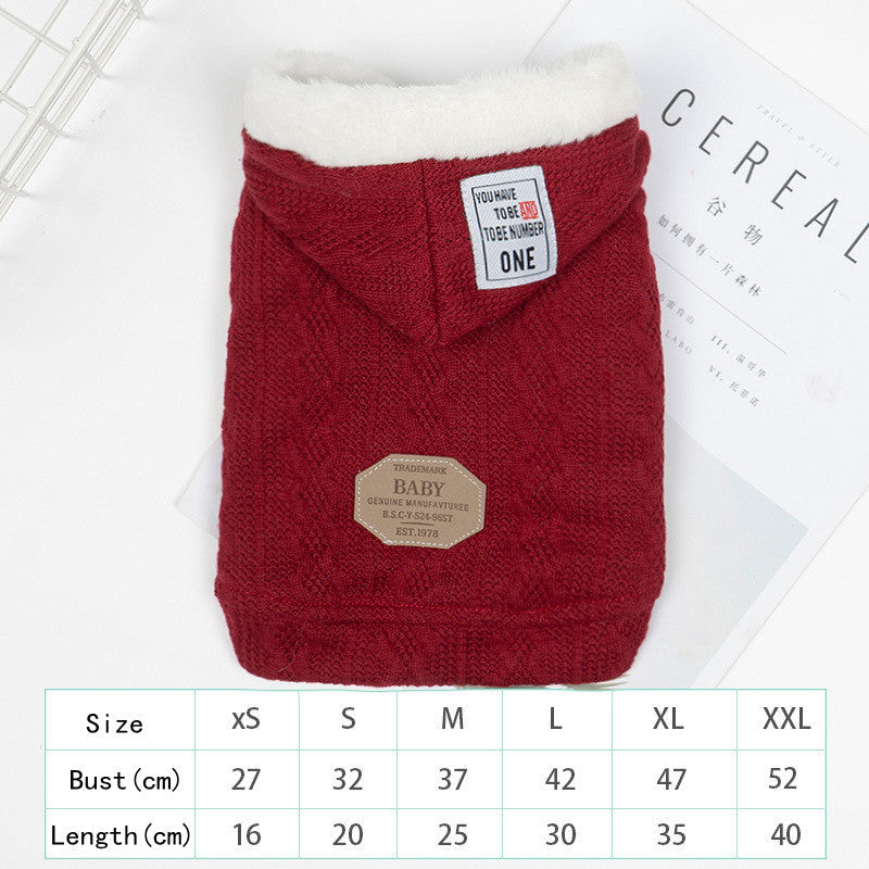 HKM-1385021 Warm Hooded Sweater for Pets in Plus Velvet and Classic Colors