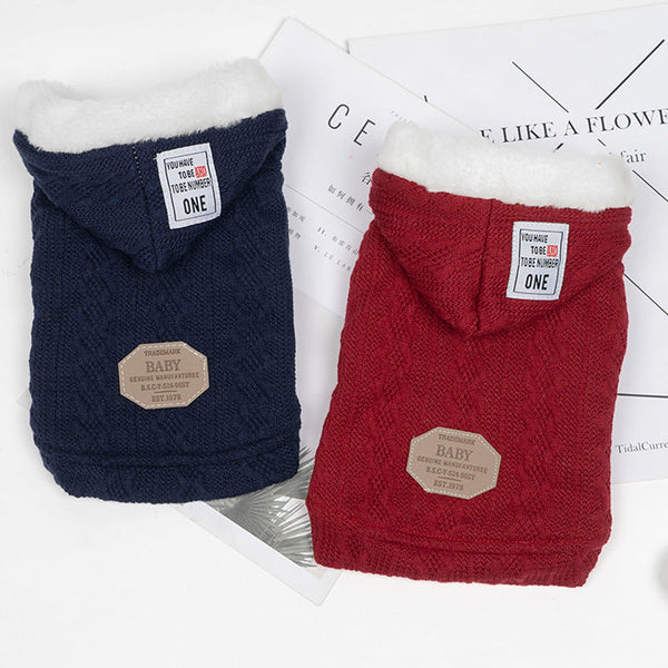 HKM-1385021 Warm Hooded Sweater for Pets in Plus Velvet and Classic Colors