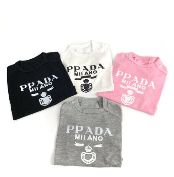 HKM-138515 Breathable Cotton Short Sleeve Dog Clothes for Teddy, French Bulldog, and Schnauzer - Available in Black, White, Pink, and Gray