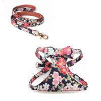 HKM-1386301 Japanese Style Cat Chest Strap and Traction Rope - Prevent Break Free, Leather, Multiple Colors Available