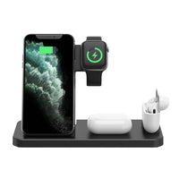 HKM-138643 Four-in-One Wireless Charging Station with Type-C Input - Fast Charging, Multi-Device Compatibility, Black