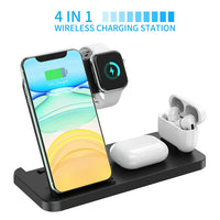 HKM-138643 Four-in-One Wireless Charging Station with Type-C Input - Fast Charging, Multi-Device Compatibility, Black