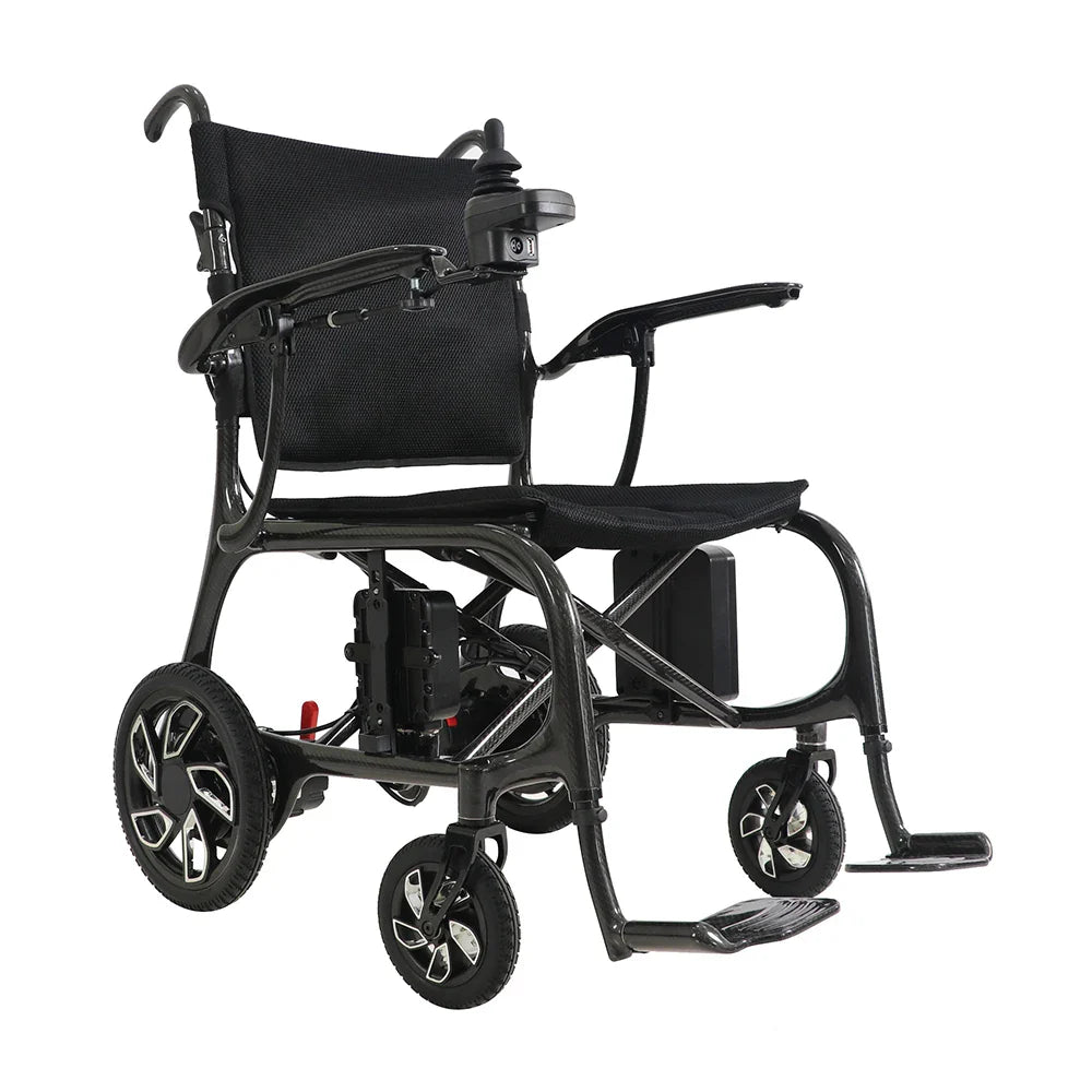 HKM-138643 Lightweight Folding Electric Wheelchair with Carbon Fiber Frame, Removable Battery and 16km Driving Range