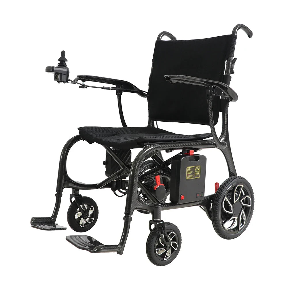 HKM-138643 Lightweight Folding Electric Wheelchair with Carbon Fiber Frame, Removable Battery and 16km Driving Range