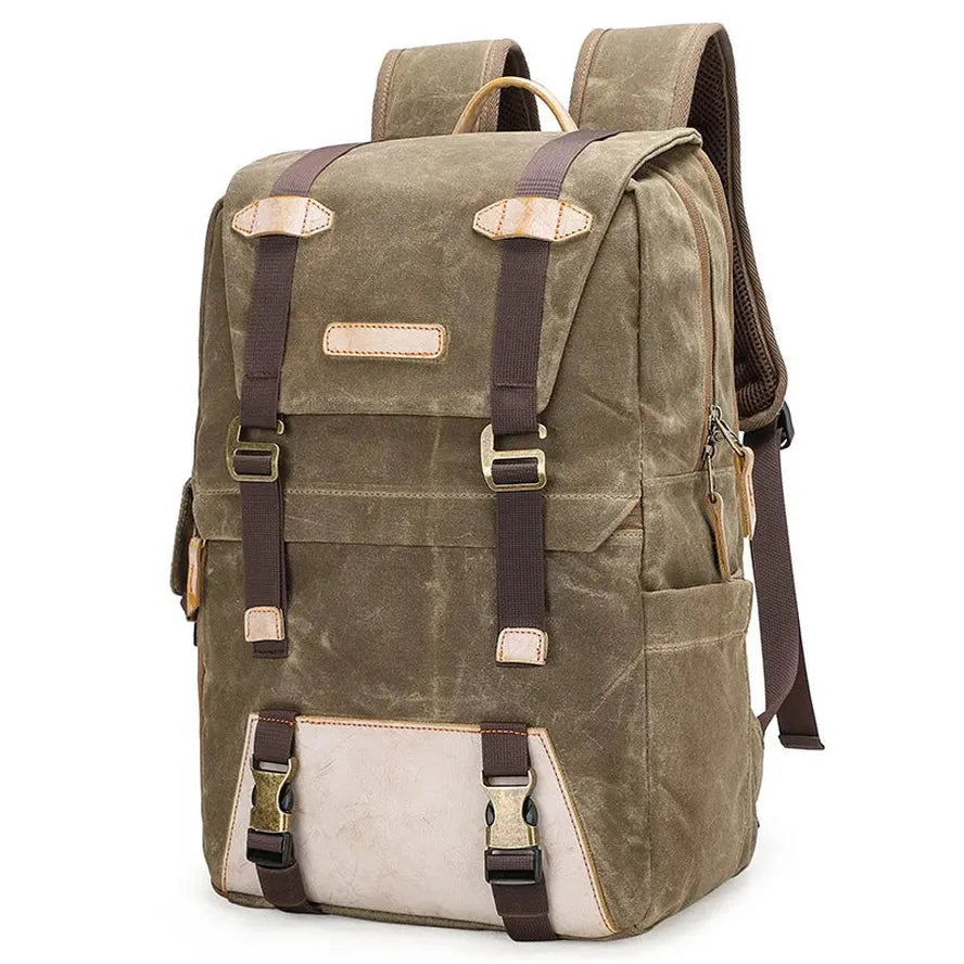 HKM-138643 Vintage Waterproof Waxed Canvas Camera Backpack for Professional Photography