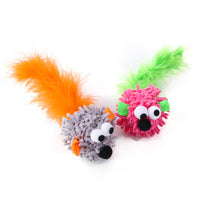 HKM-1386685 Plush Dragon Mouse Cat Toy with Feather - Fun Random Color Design