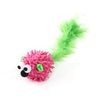 HKM-1386685 Plush Dragon Mouse Cat Toy with Feather - Fun Random Color Design