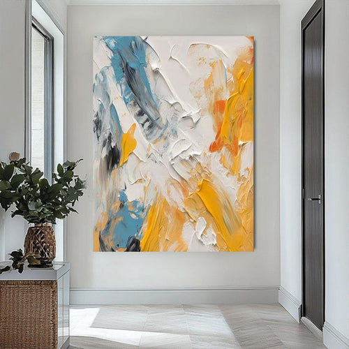 HKM-138707 Hand-Painted Abstract Oil Painting on Canvas - Vertical Modern Wall Art for Living Room and Home Decor