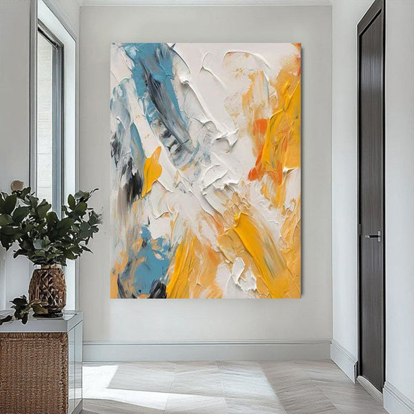 HKM-138707 Hand-Painted Abstract Oil Painting on Canvas - Vertical Modern Wall Art for Living Room and Home Decor