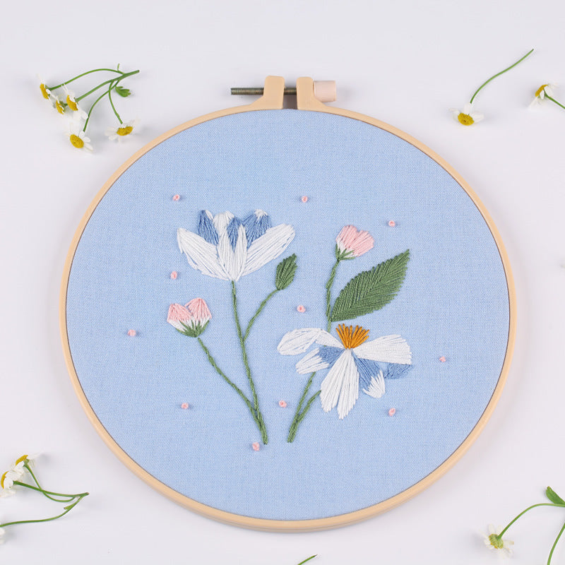 HKM-138771 European Style Floral Cross Stitch DIY Embroidery Kit - Various Designs, 30x30CM Canvas