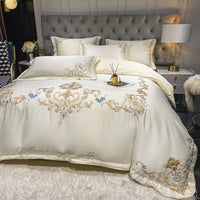 HKM-138771 Luxury Satin Wedding Four Piece Bed Set with Essential Oil Fragrance, Available in Multiple Baroque Colors