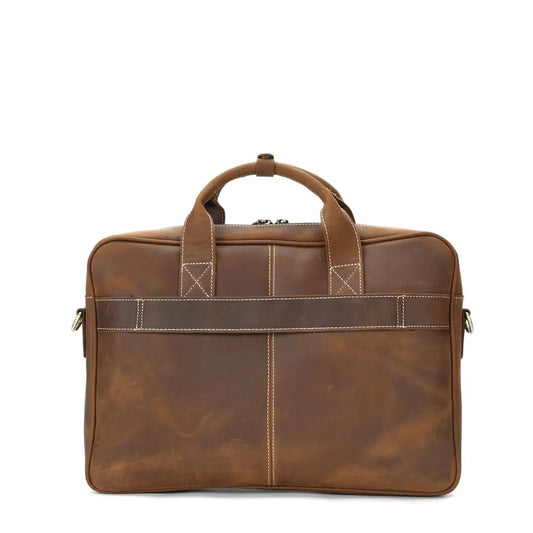 HKM-138835 Genuine Leather Crossbody Briefcase for Men - Versatile Laptop Business Bag