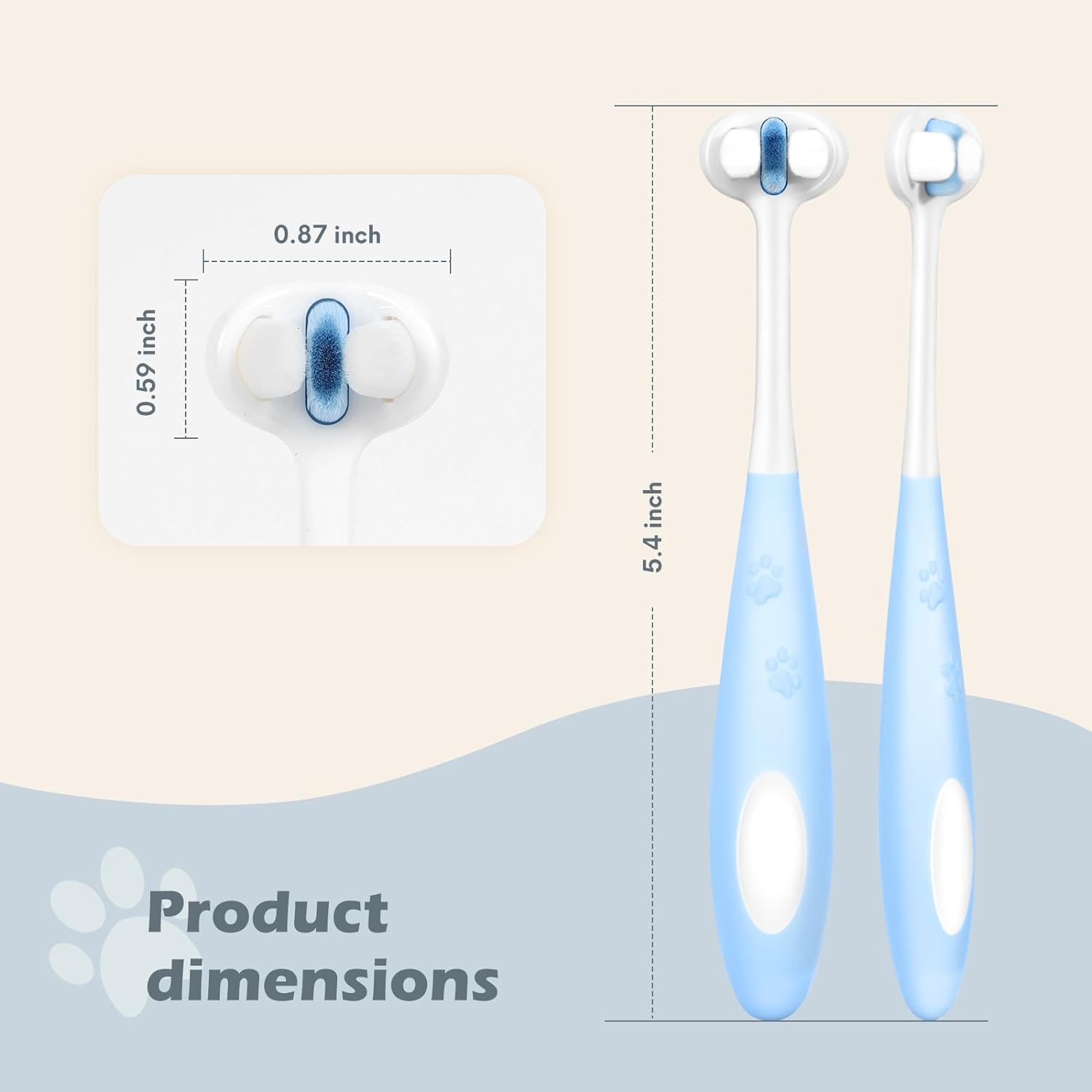 HKM-1390269 Ultra Soft Nano Bristles Dog Toothbrush - 3 Sided Design for Gentle Teeth Cleaning and Dental Care
