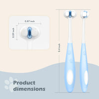 HKM-1390269 Ultra Soft Nano Bristles Dog Toothbrush - 3 Sided Design for Gentle Teeth Cleaning and Dental Care