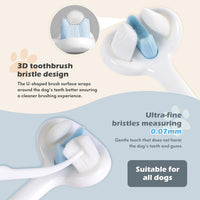HKM-1390269 Ultra Soft Nano Bristles Dog Toothbrush - 3 Sided Design for Gentle Teeth Cleaning and Dental Care