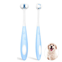 HKM-1390269 Ultra Soft Nano Bristles Dog Toothbrush - 3 Sided Design for Gentle Teeth Cleaning and Dental Care