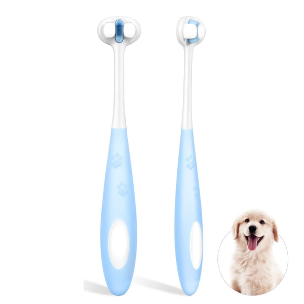 HKM-1390269 Ultra Soft Nano Bristles Dog Toothbrush - 3 Sided Design for Gentle Teeth Cleaning and Dental Care